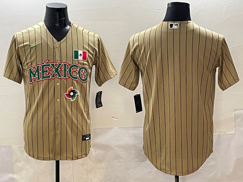Men Mexico Blank Brown Stripe Joint Name 2025 Nike MLB Jersey style 2